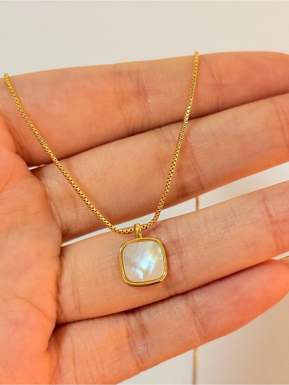 NEW Mother of Pearl vermeil necklace charm gold sterling silver